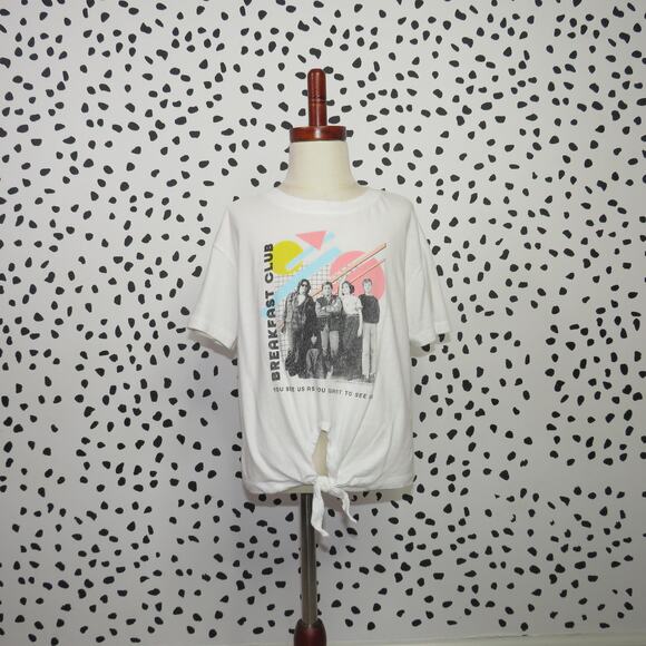 Old Navy The Breakfast Club Girls Retro Graphic Tie Front Shirt - Picture 1 of 6